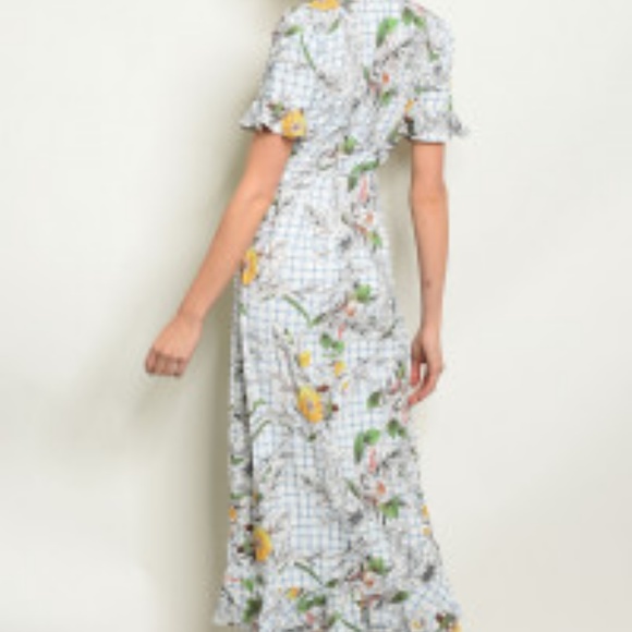 IVORY & BLUE FLORAL DRESS - Picture 7 of 8